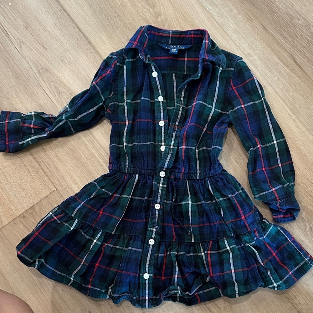 Ralph Lauren Navy and Green Plaid Kids Dress
